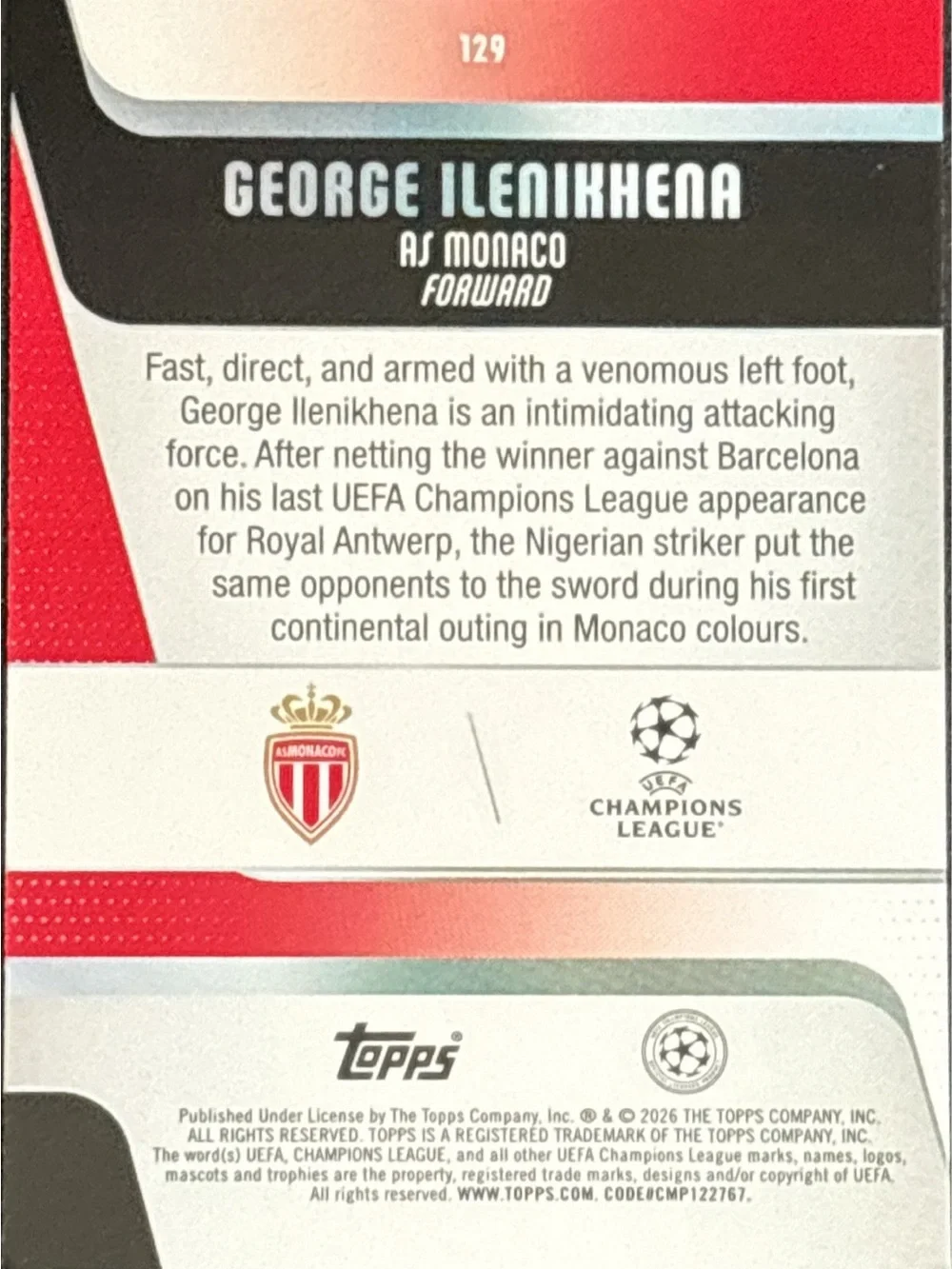 Topps George Ilenikhena Soccer Cars - Future Stars